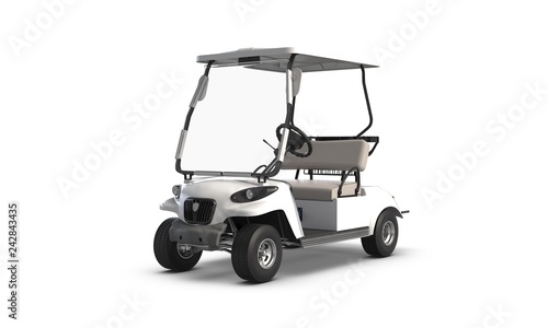 3D render of Golf cart isolated on white background