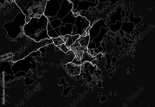 Dark area map of Hong Kong, China