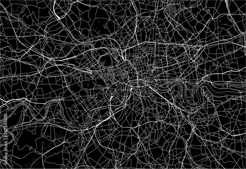 Dark area map of London, United Kingdom