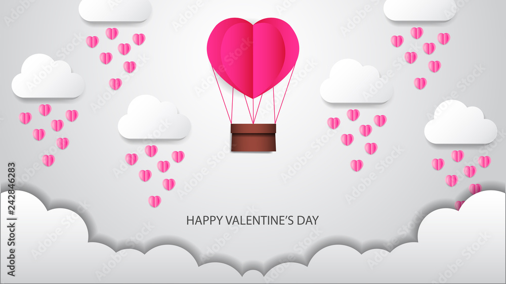 Illustration of love for valentine's day event banner template. paper cut craft.