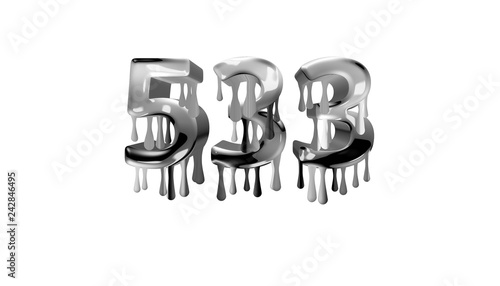 silver dripping number 533 with white background