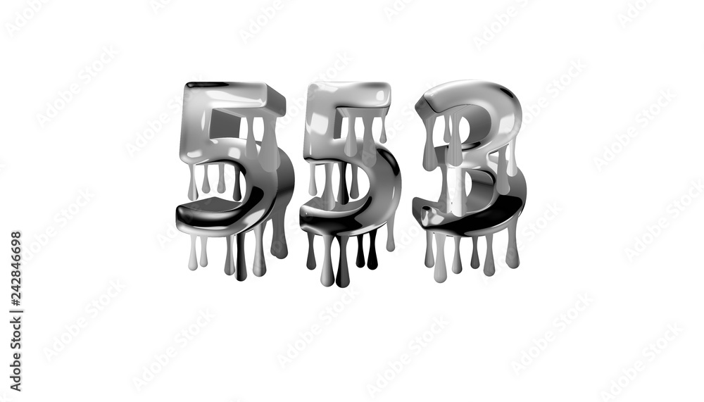 silver dripping number 553 with white background silver dripping number 553 with white background