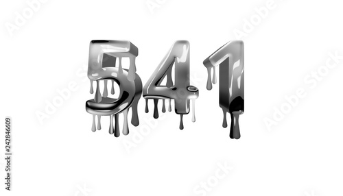 silver dripping number 541 with white background