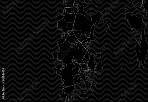 Dark area map of Phuket, Thailand