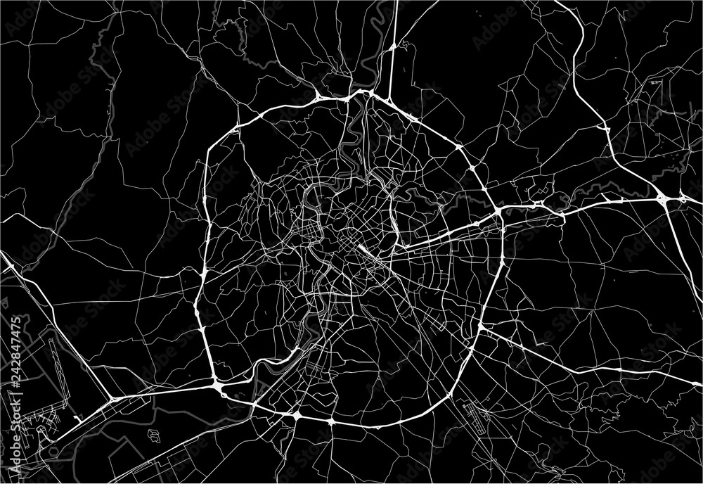 Dark area map of Rome, Italy Dark area map of Rome, Italy