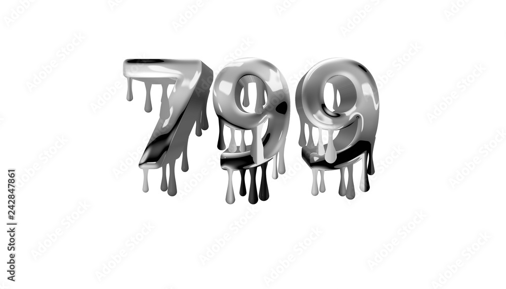 silver dripping number 799 with white background silver dripping number 799 with white background
