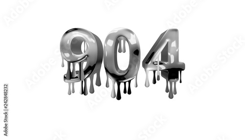 silver dripping number 904 with white background