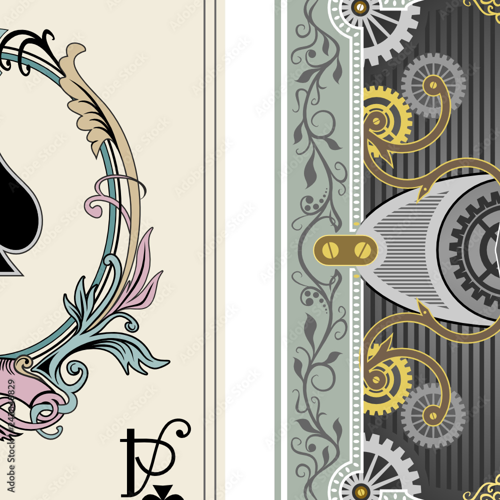 карта игральная туз пик в стиле стимпанк Stock Vector | Adobe Stock