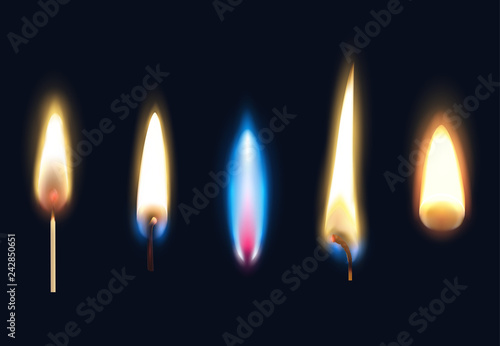 Realistic Burning Flames Set