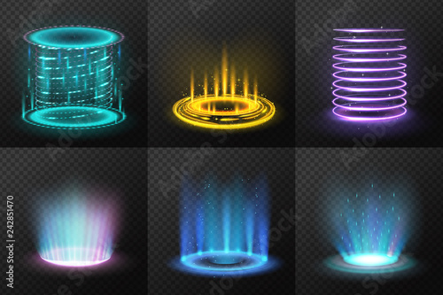 Realistic Colorful Magic Portals Set