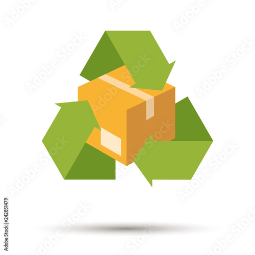 Flat design cardboard recycling symbol vector