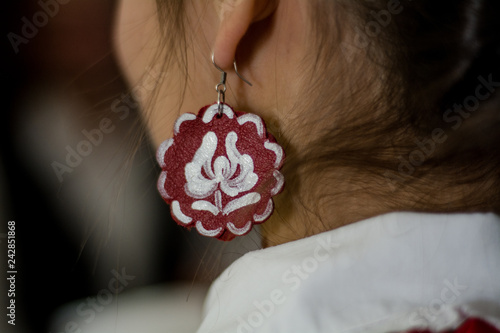 Earring with traditional hungarian folk motive