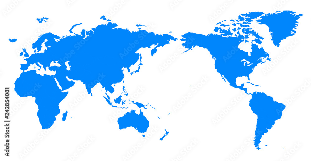 Fototapeta premium Mapa polityczna świata niebieski Low Poly Pacyfik wyśrodkowany