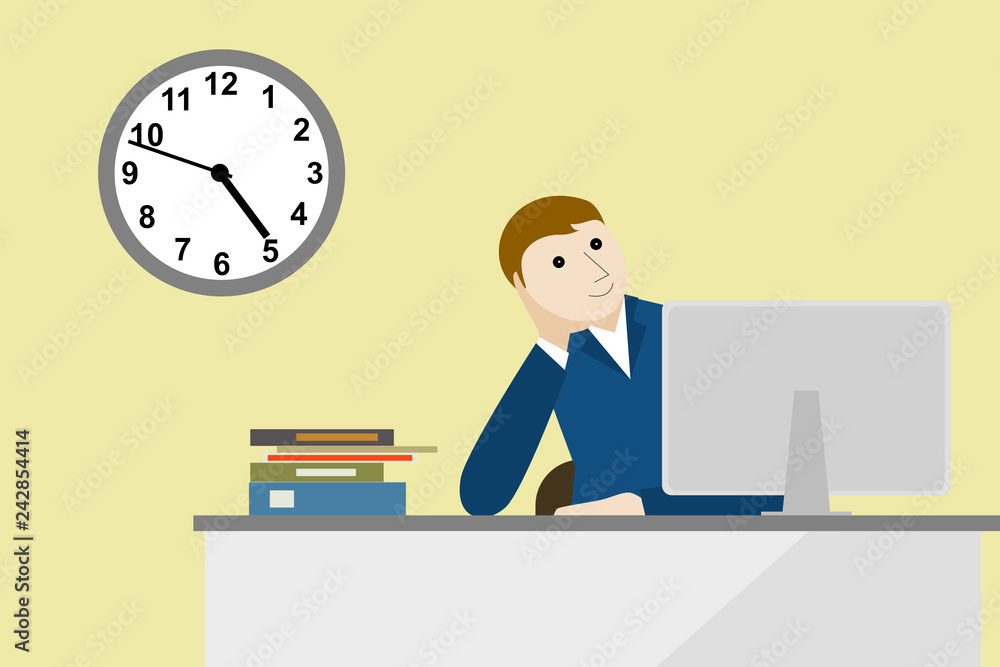 tired businessman at office, time goes by tired businessman at office, time goes by