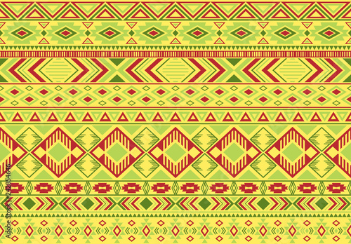 Indonesian pattern tribal ethnic motifs geometric seamless vector background. Modern ikat tribal motifs clothing fabric textile print traditional design with triangle and rhombus shapes.