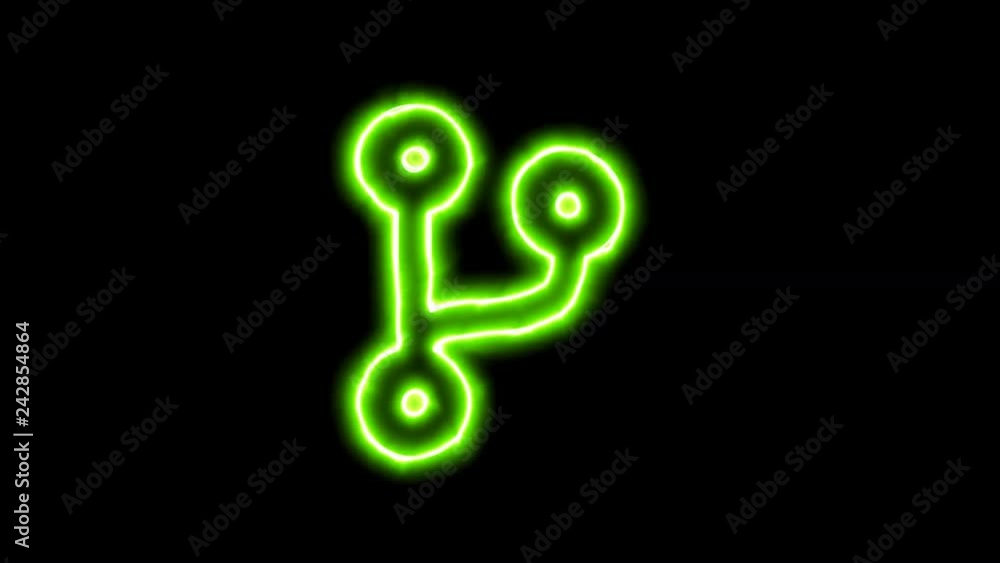 The appearance of the green neon symbol code branch. Flicker, In - Out. Alpha channel Premultiplied - Matted with color black The appearance of the green neon symbol code branch. Flicker, In - Out. Alpha channel Premultiplied - Matted with color black
