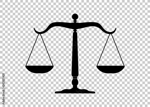 Justice scales. Crime symbol stock vector illustration.