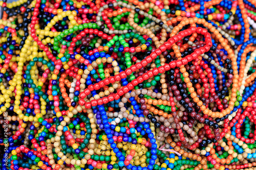 Colorful bright beads  close-up background