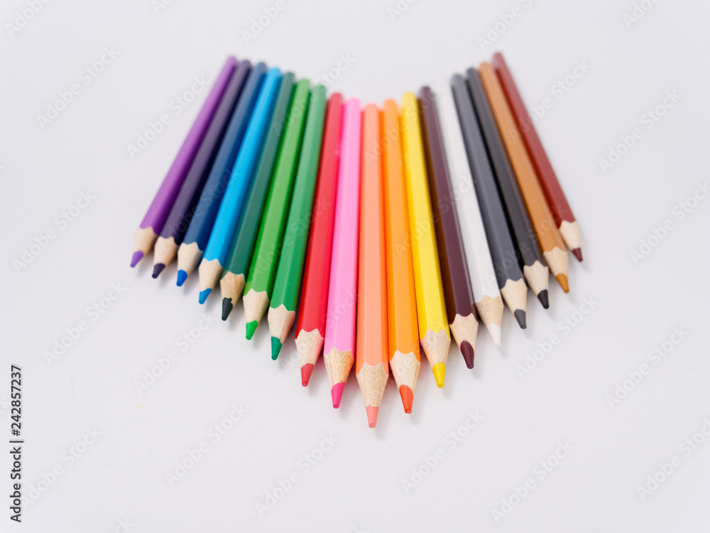 colored pencils sharpened on a white background. colored pencils sharpened on a white background.
