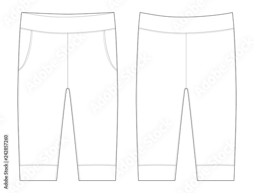 Pants flat illustration. Trousers sketch baby clothes. Vector illustration of a kids fashion.