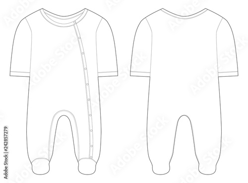 Sleepwear for baby boys and girls. Technical drawing.