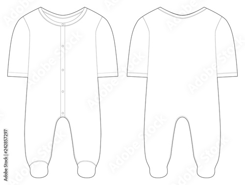 Sleepwear for baby boys and girls. Technical drawing.