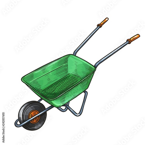 Garden wheelbarrow.