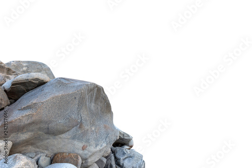 Cliff rock stone located part of the mountain rock isolated on white background.