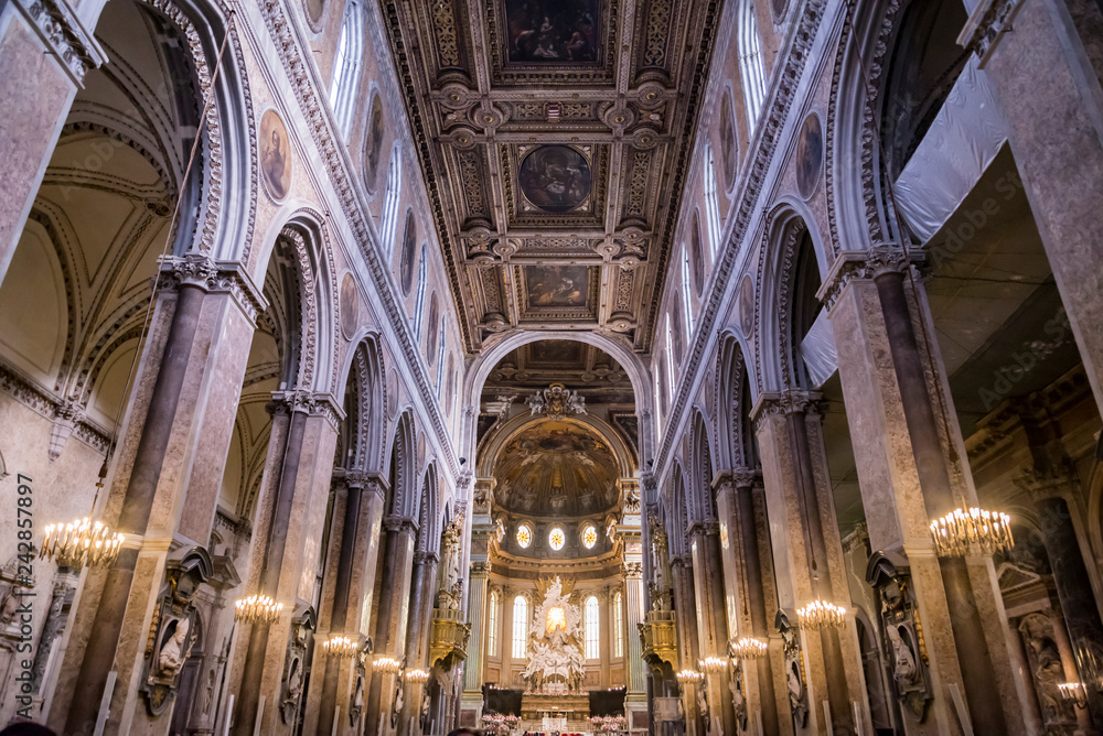 Naklejka premium The historic cathedral Duomo in Naples in Italy