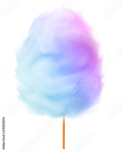 Two-tone blue pink gradient cotton candy.Isolated on white background.