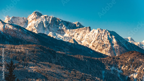 Alpine winter landscape shot near Schoenau-Koenigssee-Bavaria-Germany