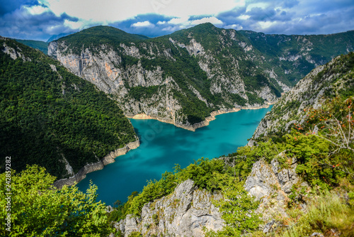 Piva river canyon in Montenegro  mountain landscape.