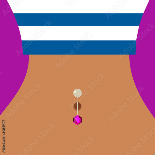 Piercing in navel of gir