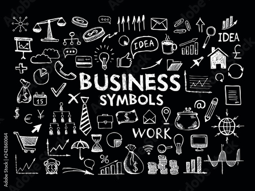 Hand drawn business symbols. 