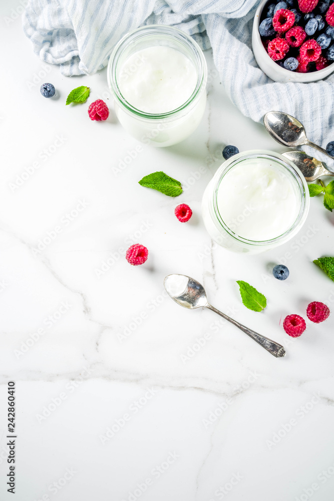 Two portion of yogurt with berries Two portion of yogurt with berries