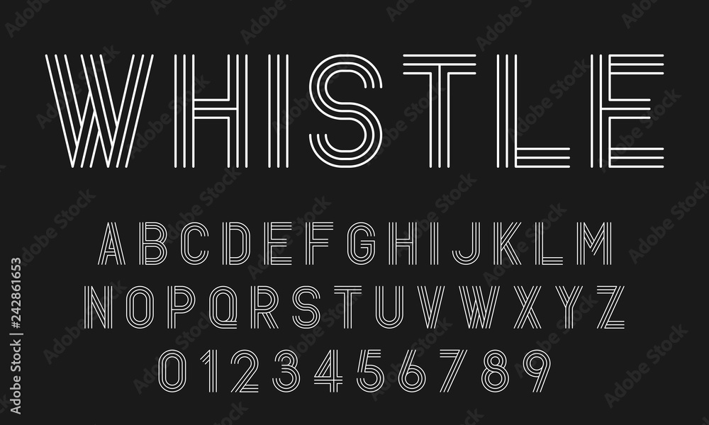 Set of alphabets fonts letters and numbers modern abstract design with lines vector illustration