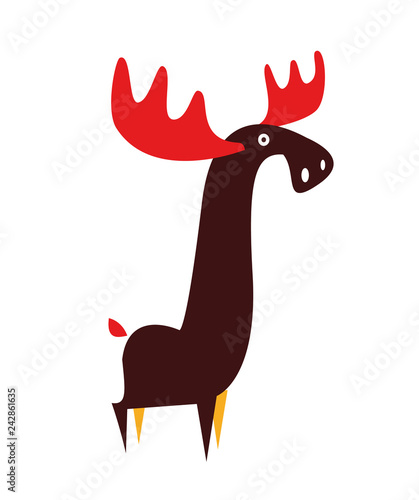 Moose animal flat vector illustration on white