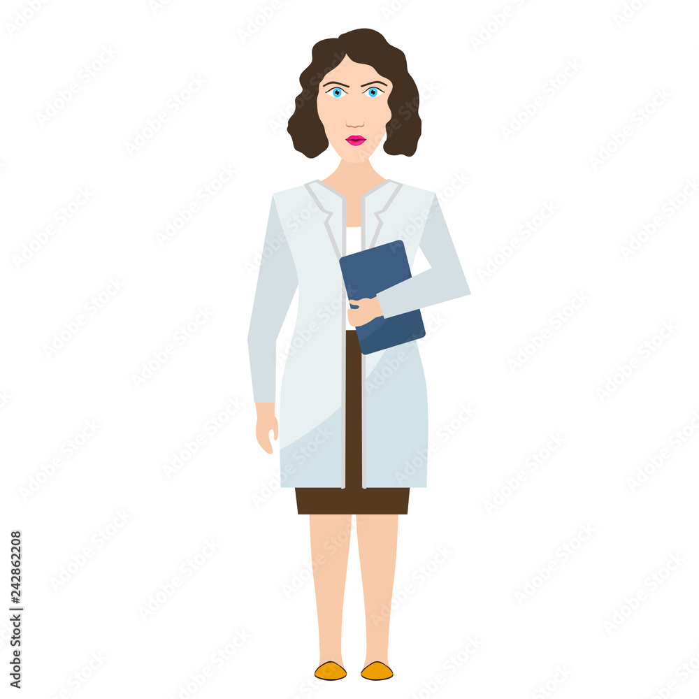 Hospital medical doctor on white vector flat illustration Hospital medical doctor on white vector flat illustration