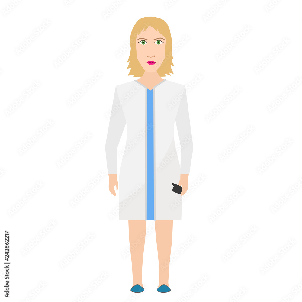 Hospital medical doctor (nurse) on white vector flat illustration Hospital medical doctor (nurse) on white vector flat illustration