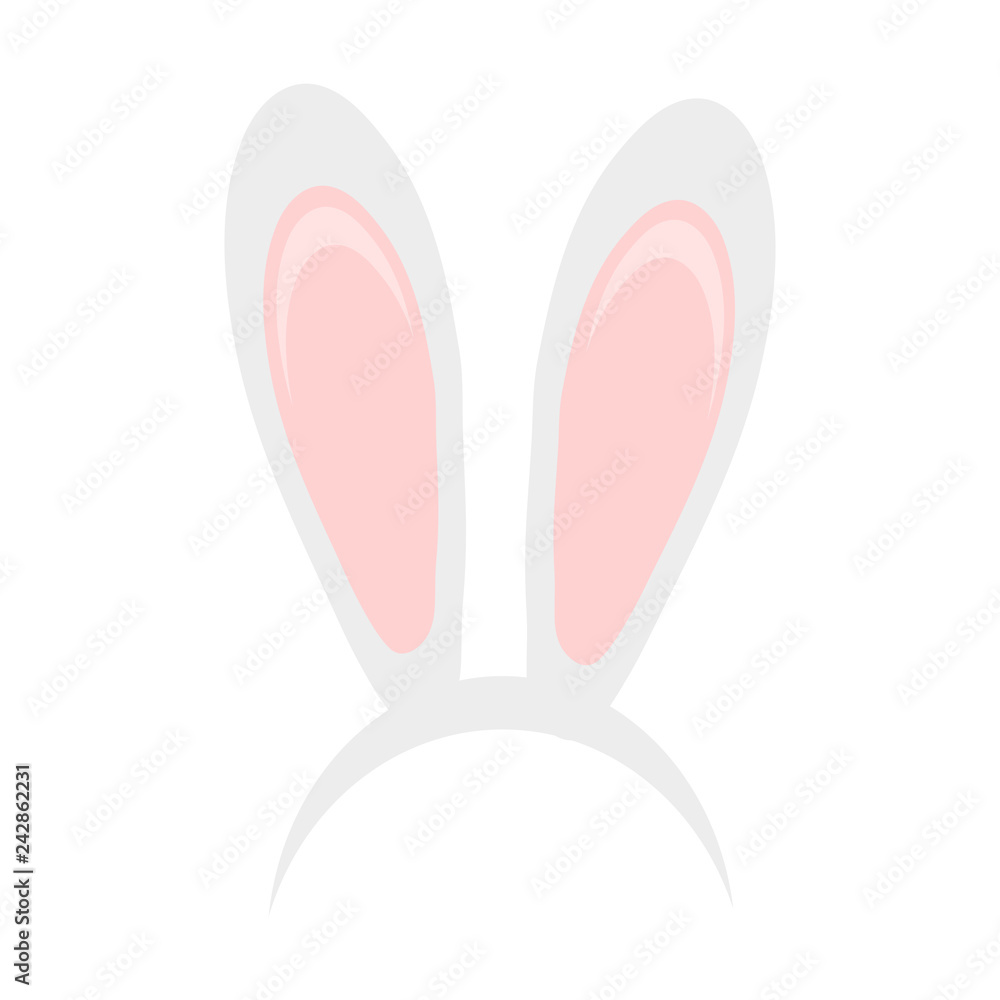 Easter bunny ears mask hand draw vector illustration. Rabbit ear spring hat set isolated on white background. Easter bunny ears mask hand draw vector illustration. Rabbit ear spring hat set isolated on white background.