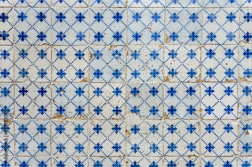 Texture of traditional Portuguese tiles on the wall