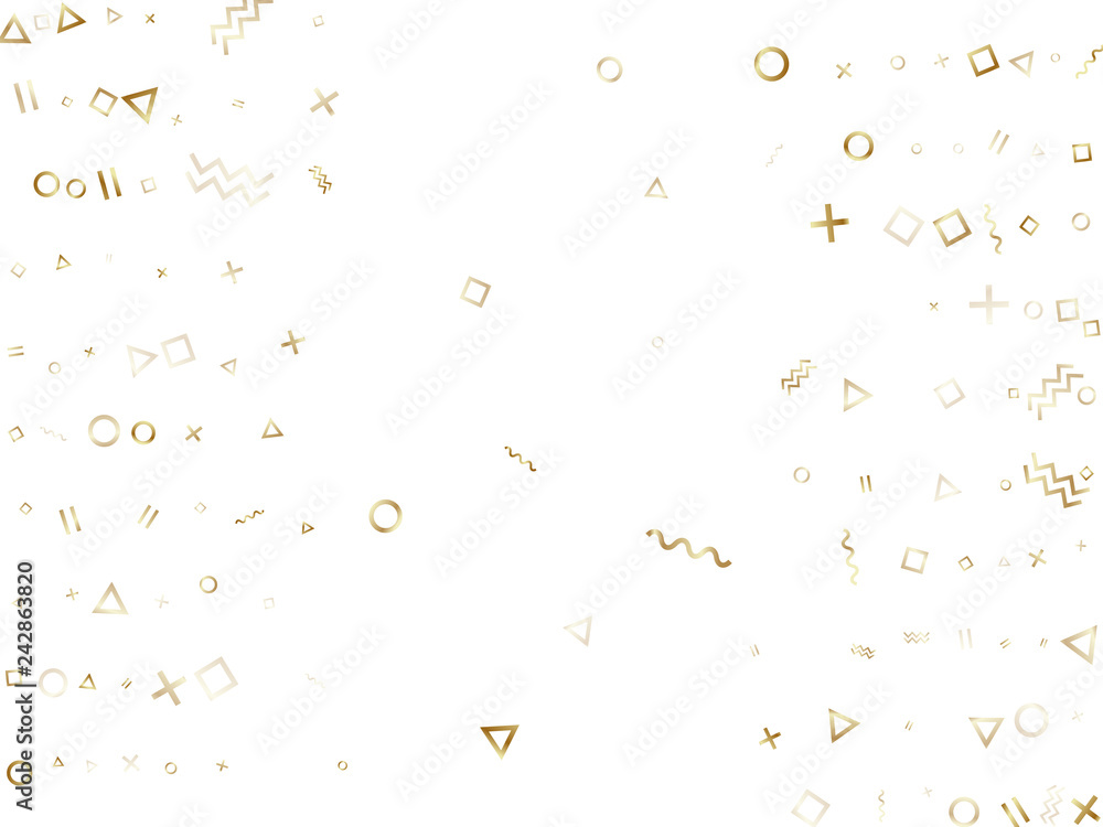 Memphis style geometric confetti vector background of triangle circle square shapes, chevron wavy lines. Memphis style geometric confetti vector background of triangle circle square shapes, chevron wavy lines.