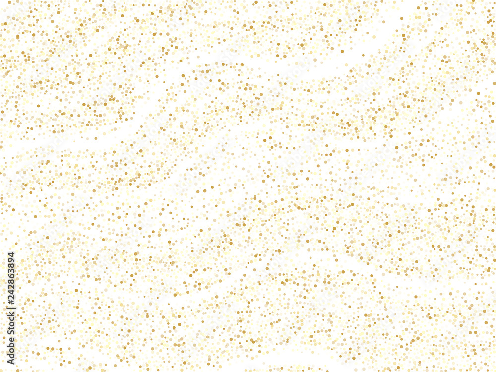 Gold sparkles glitter dust metallic confetti on white vector background. Gold sparkles glitter dust metallic confetti on white vector background.