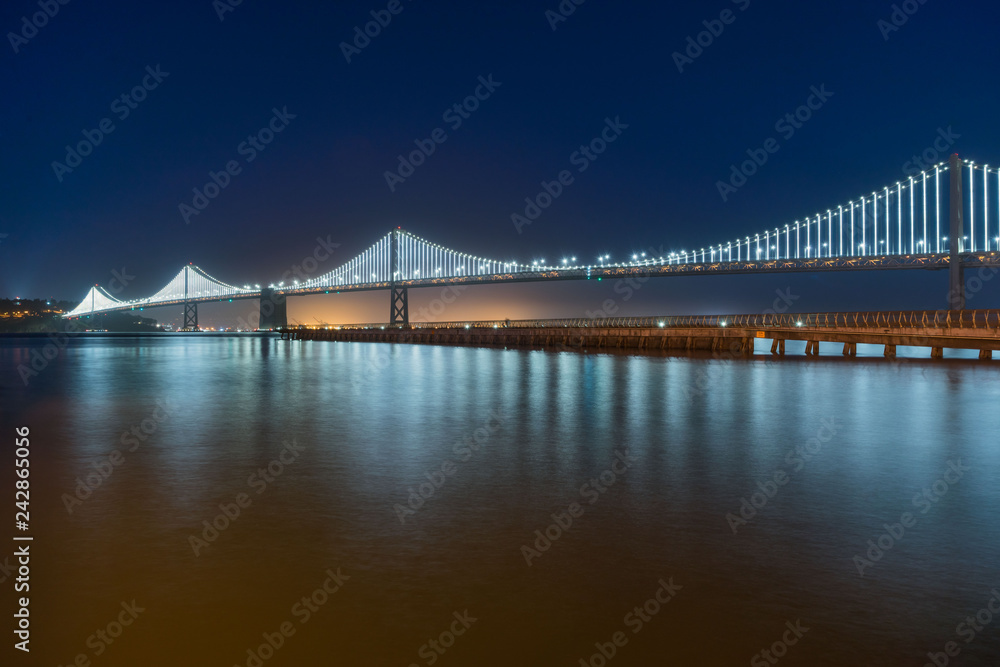 San Francisco Bay Bridge at night, California, USA