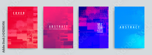 Set of abstract background cover designs. Screen error effect. Failure. Vector graphics. Abstract background strokes. Halftone effect