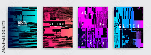 Set of abstract background cover designs. Screen error effect. Failure. Vector graphics. Abstract background strokes. Editable color