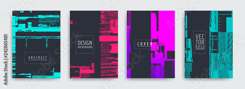 Set of abstract background cover designs. Screen error effect. Failure. Vector graphics. Abstract background strokes. Editable color