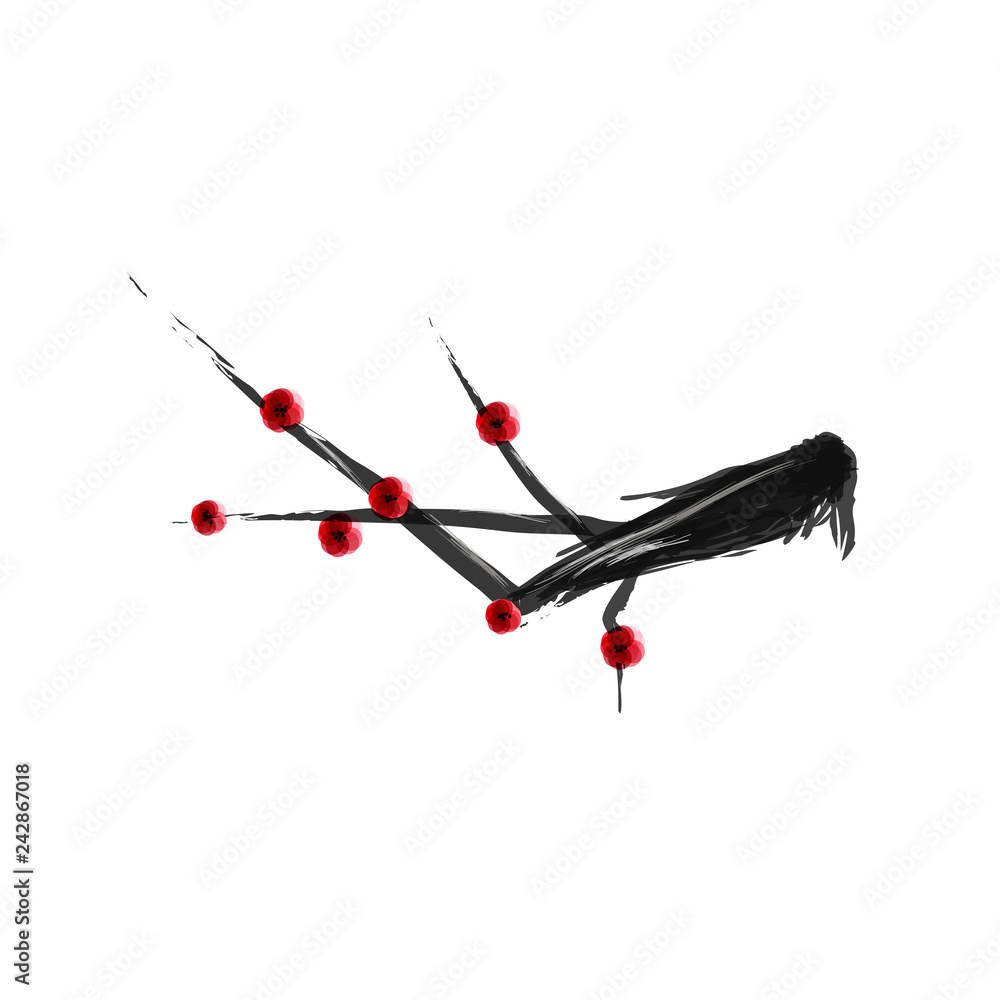 Sakura blossom - Japanese cherry tree isolated on white background. Abstract artistic style Sakura blossom - Japanese cherry tree isolated on white background. Abstract artistic style