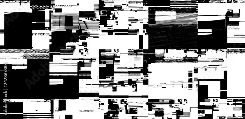 Abstract vector background. Screen error effect. Strokes cut out Irregular geometric patterns. Glitch background. Geometric pattern. Halftone elements.