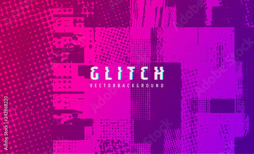 Abstract vector background. Screen error effect. Strokes cut out Irregular geometric patterns. Glitch background. Geometric pattern. Halftone elements.